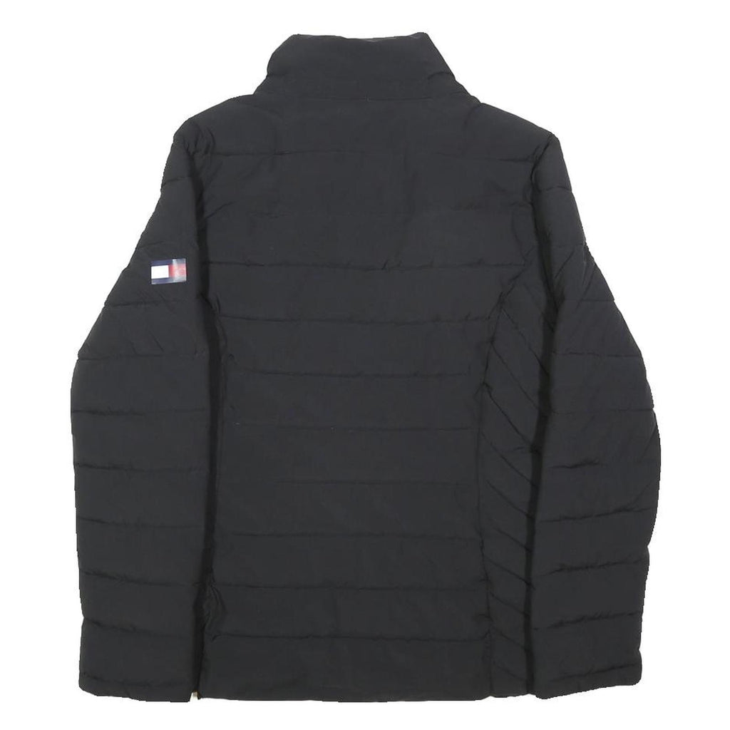 TOMMY HILFIGER Womens Black Quilted Jacket M Polyester Zip Comfortable Casual