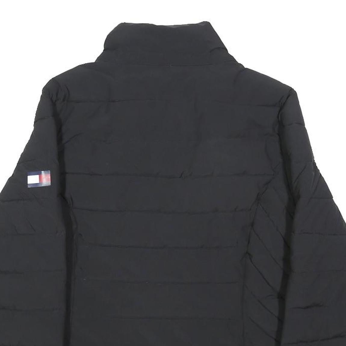 TOMMY HILFIGER Womens Black Quilted Jacket M Polyester Zip Comfortable Casual