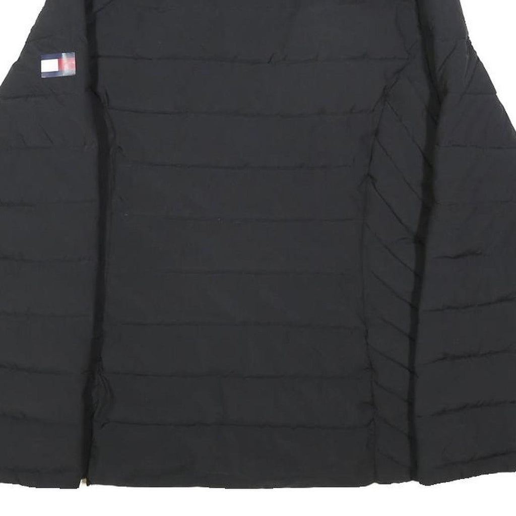 TOMMY HILFIGER Womens Black Quilted Jacket M Polyester Zip Comfortable Casual