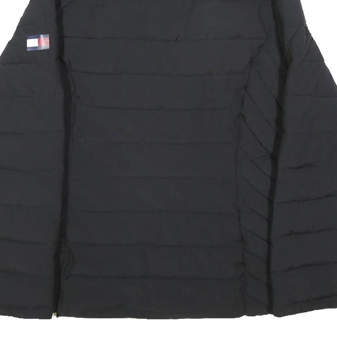 TOMMY HILFIGER Womens Black Quilted Jacket M Polyester Zip Comfortable Casual