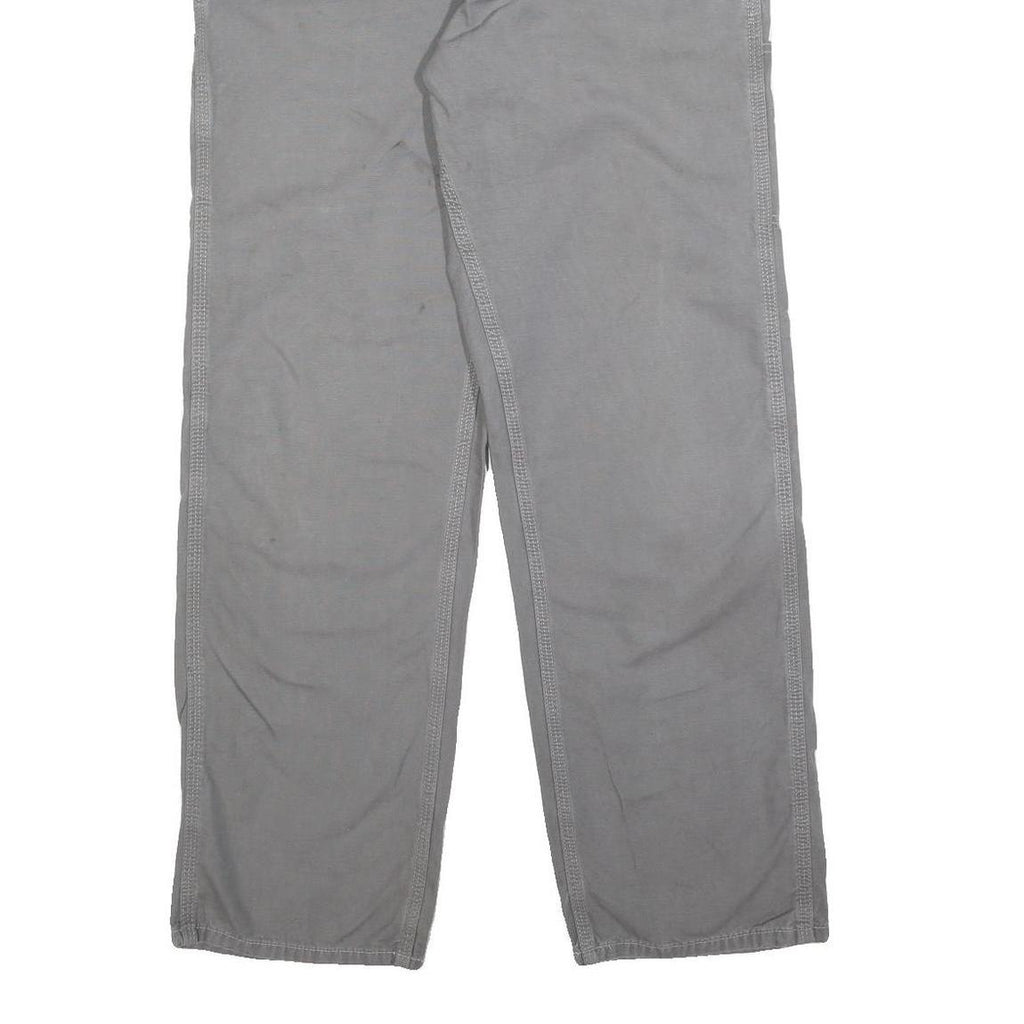 CARHARTT Mens Cotton Grey Loose Straight Trousers W34 L34 Workwear Utility