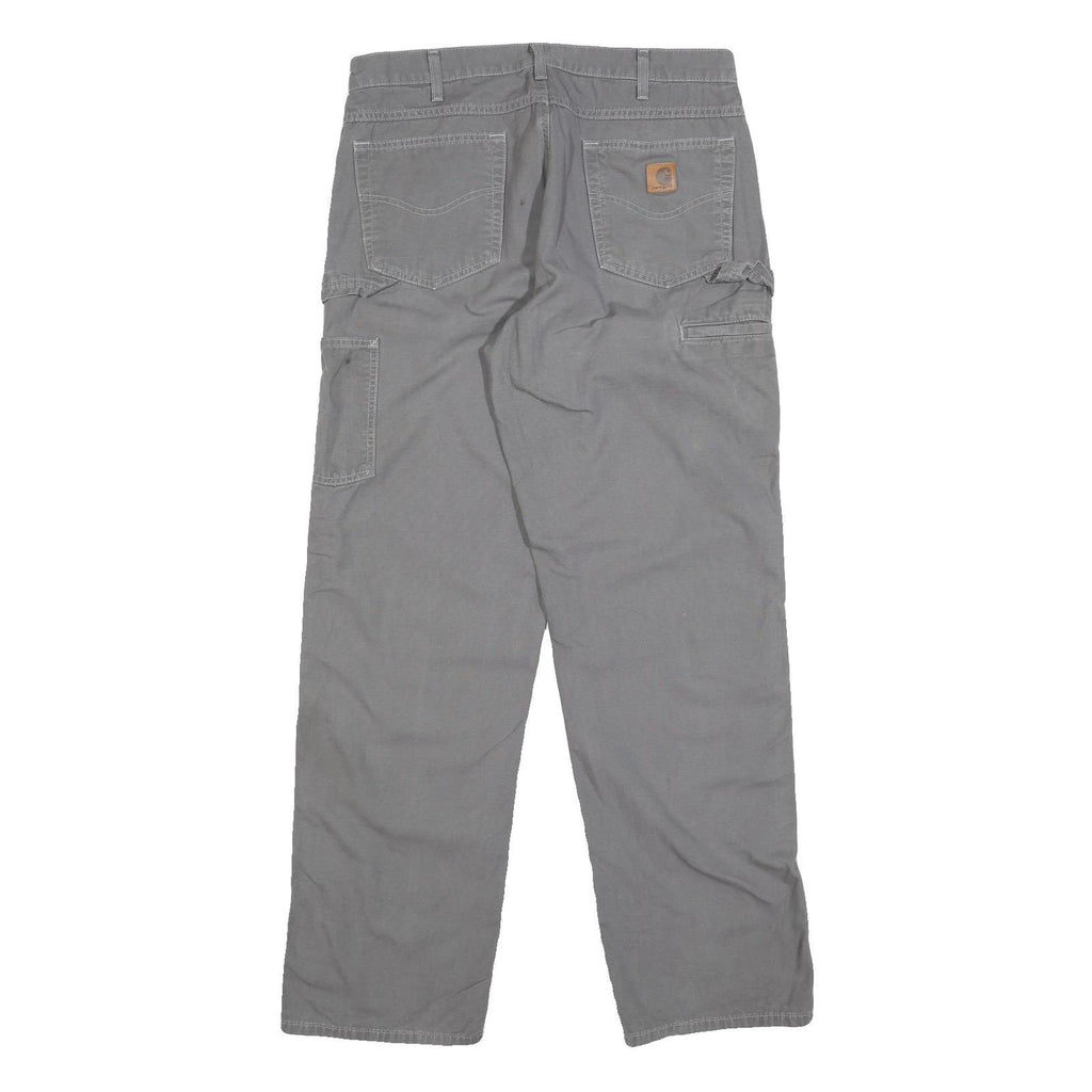 CARHARTT Mens Cotton Grey Loose Straight Trousers W34 L34 Workwear Utility