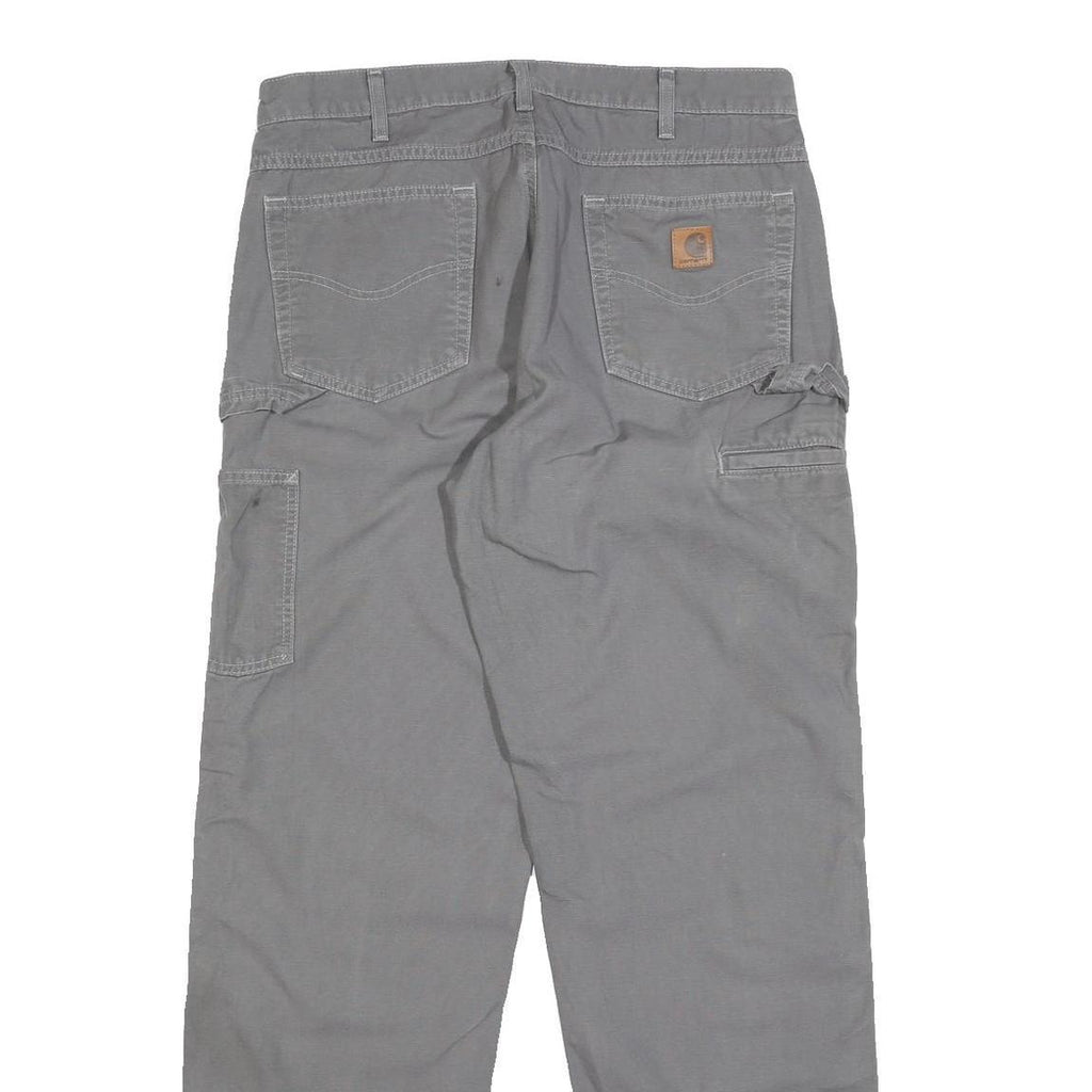 CARHARTT Mens Cotton Grey Loose Straight Trousers W34 L34 Workwear Utility