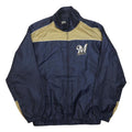 MLB Mens Navy & Beige Brewers Sports Zip Jacket L Nylon Baseball Fanwear