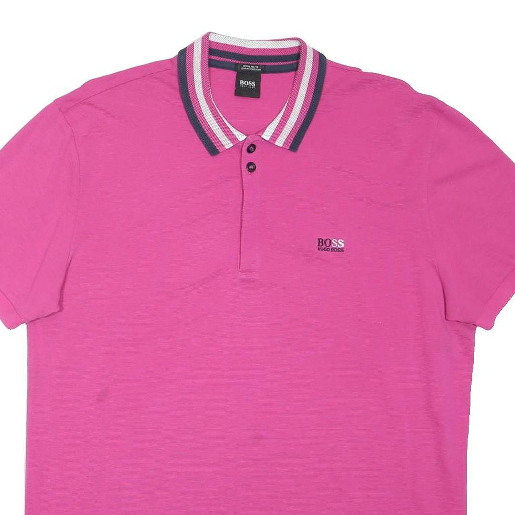 BOSS HUGO BOSS Mens Pink Polo Shirt XL Cotton Blend Short Sleeve Plain