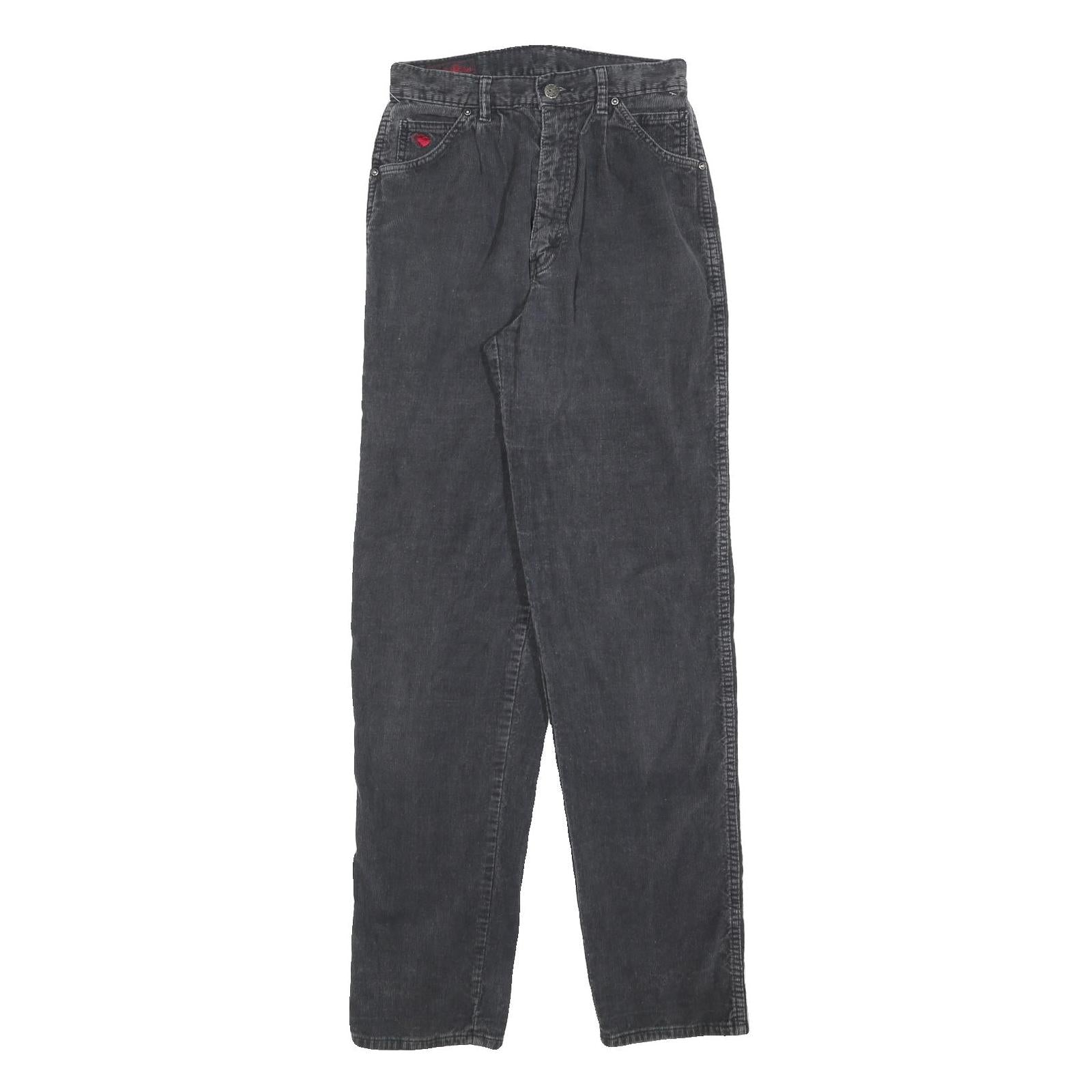 SEATTLE BLUES Womens Regular Fit Black Cotton Blend Trousers W26 L32 Casual