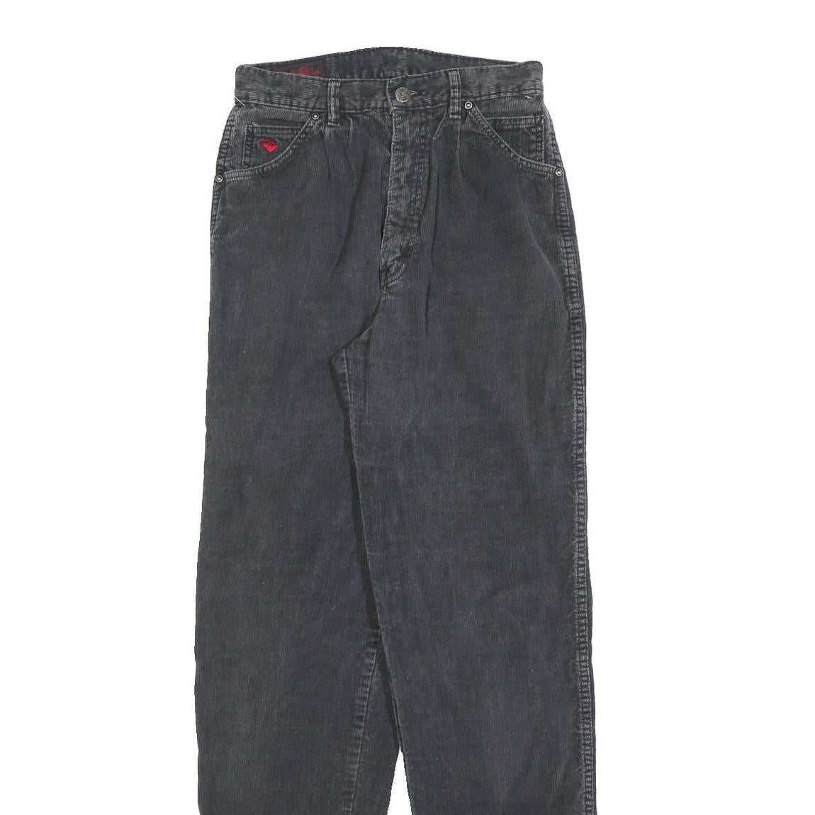 SEATTLE BLUES Womens Regular Fit Black Cotton Blend Trousers W26 L32 Casual