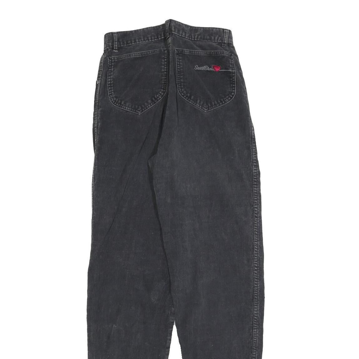 SEATTLE BLUES Womens Regular Fit Black Cotton Blend Trousers W26 L32 Casual