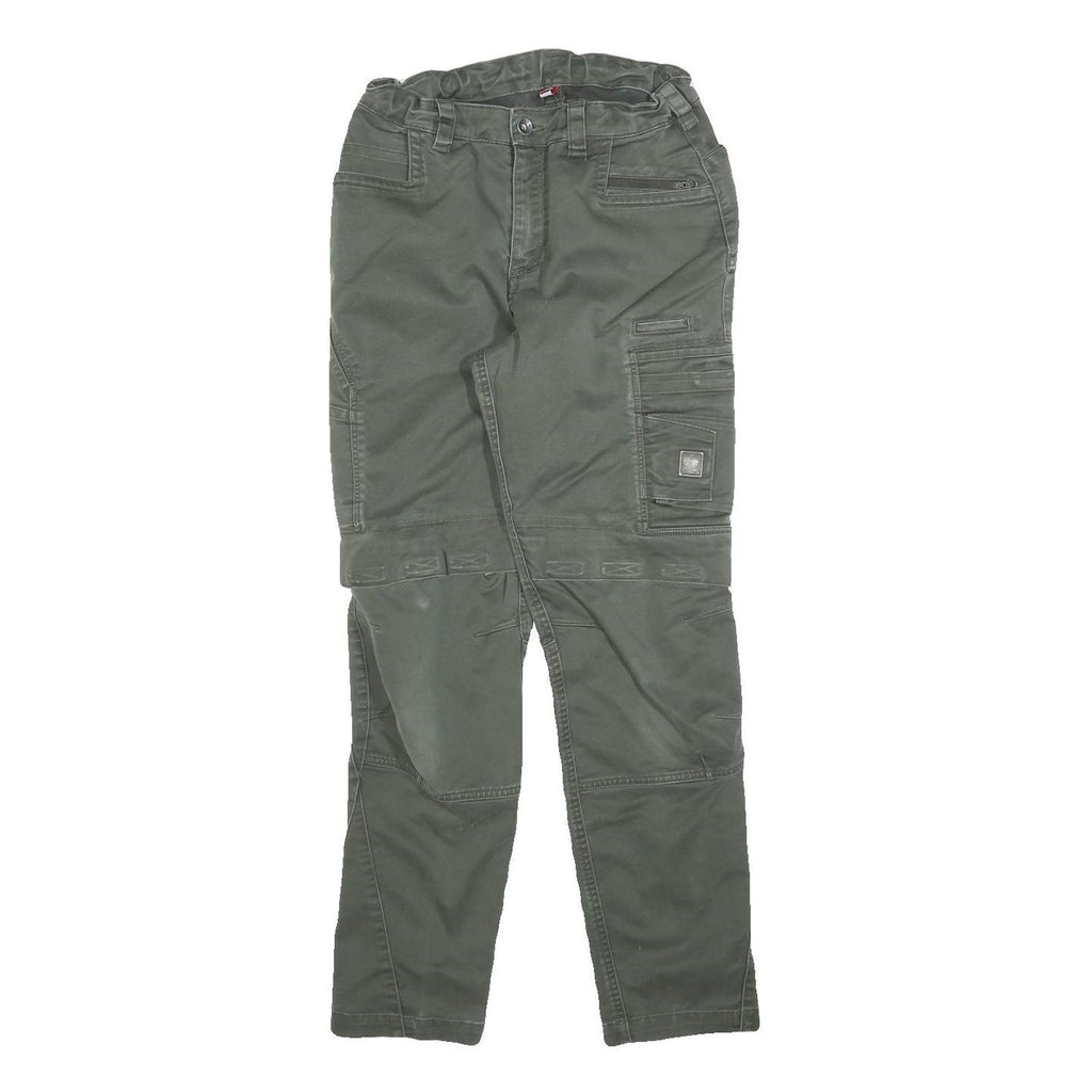 ENGELBERT STRAUSS Boys Cotton Blend Slim Cargo Trousers Green W25 L28 Practical