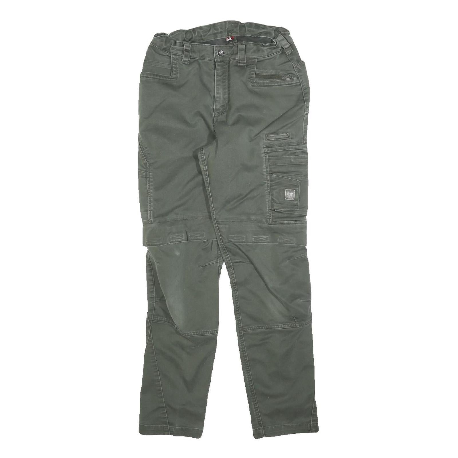 ENGELBERT STRAUSS Boys Cotton Blend Slim Cargo Trousers Green W25 L28 Practical