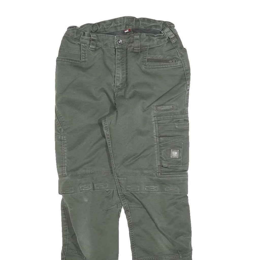 ENGELBERT STRAUSS Boys Cotton Blend Slim Cargo Trousers Green W25 L28 Practical