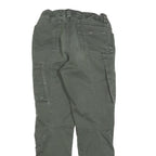 ENGELBERT STRAUSS Boys Cotton Blend Slim Cargo Trousers Green W25 L28 Practical