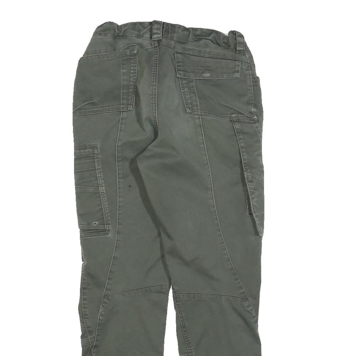 ENGELBERT STRAUSS Boys Cotton Blend Slim Cargo Trousers Green W25 L28 Practical