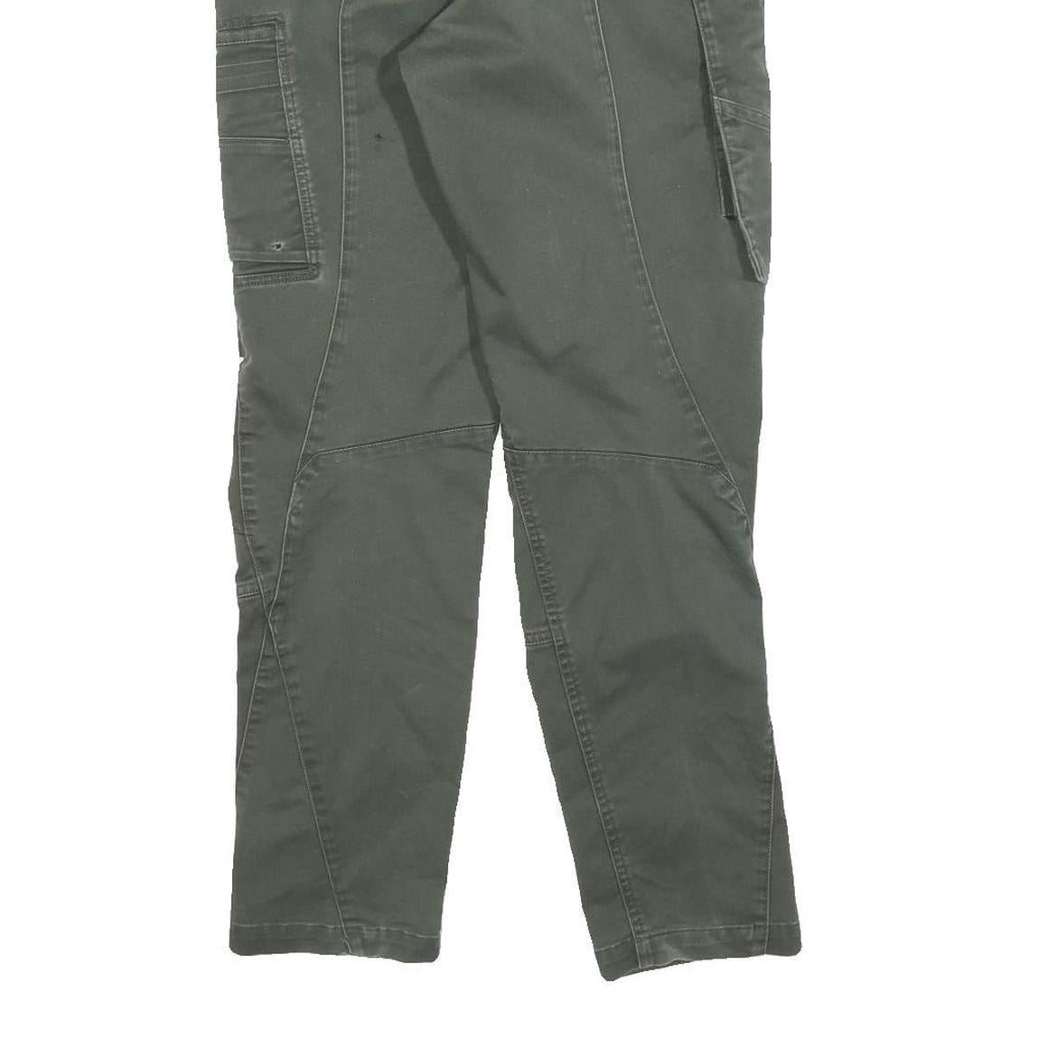 ENGELBERT STRAUSS Boys Cotton Blend Slim Cargo Trousers Green W25 L28 Practical