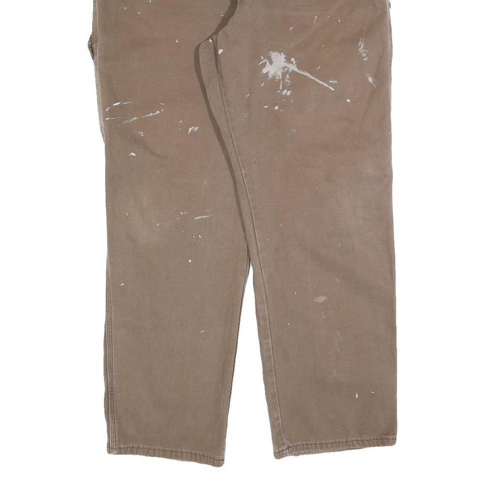 DICKIES Mens Cotton Blend Brown Regular Straight Trousers W40 L32 Workwear