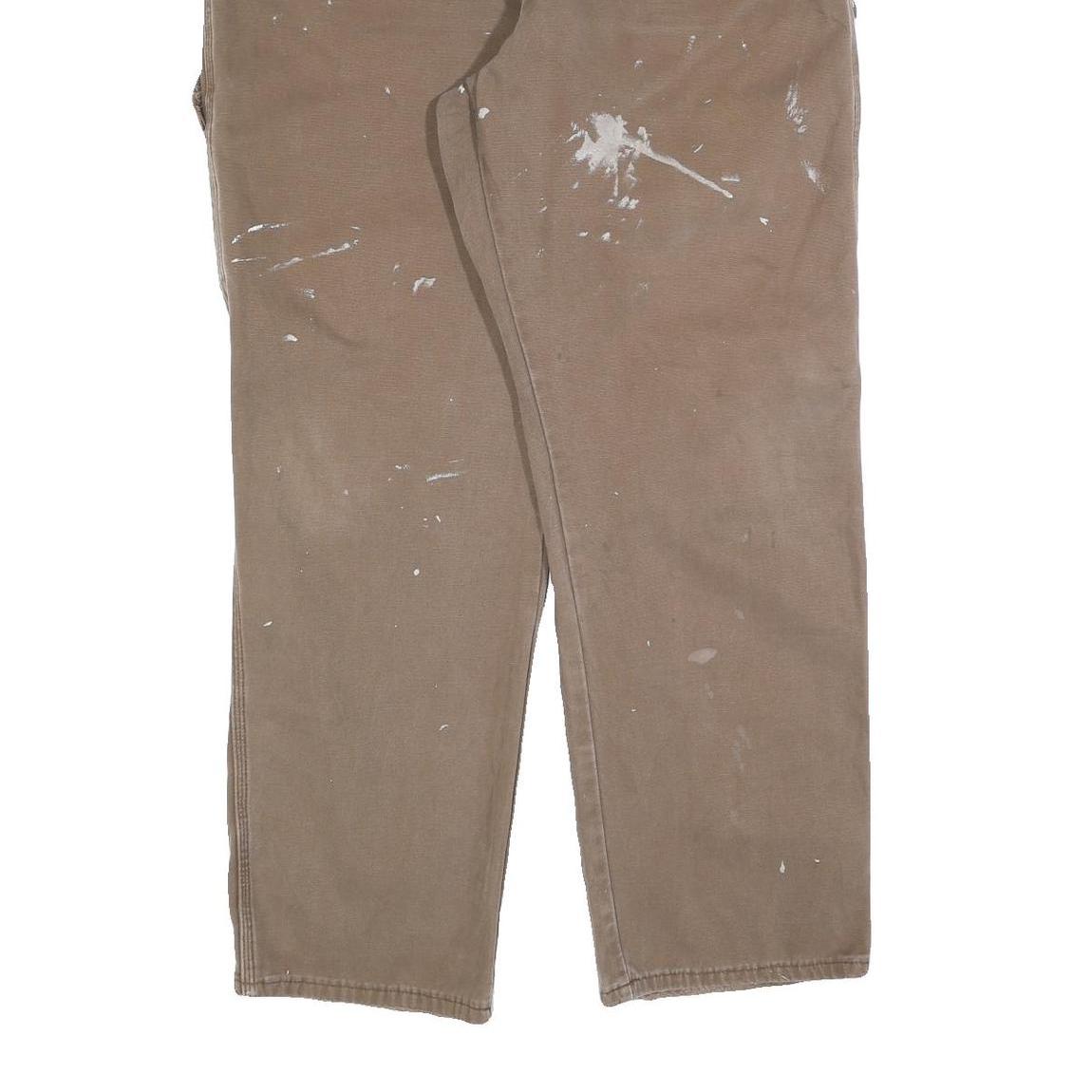 DICKIES Mens Cotton Blend Brown Regular Straight Trousers W40 L32 Workwear