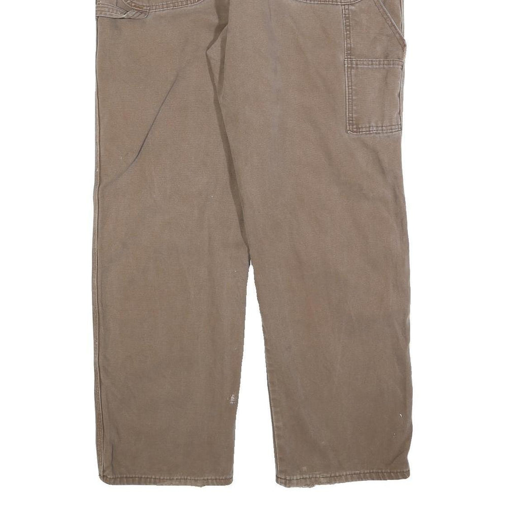 DICKIES Mens Cotton Blend Brown Regular Straight Trousers W40 L32 Workwear