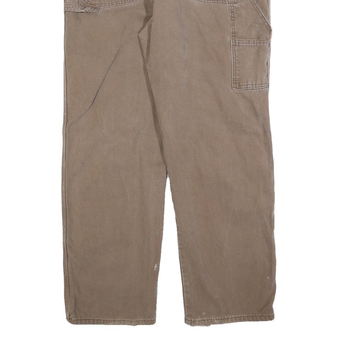 DICKIES Mens Cotton Blend Brown Regular Straight Trousers W40 L32 Workwear