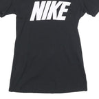 NIKE Womens Black & White Graphic T-Shirt S Short Sleeve V-Neck Logo Print