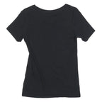 NIKE Womens Black & White Graphic T-Shirt S Short Sleeve V-Neck Logo Print