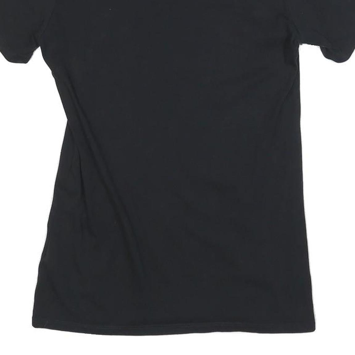 NIKE Womens Black & White Graphic T-Shirt S Short Sleeve V-Neck Logo Print