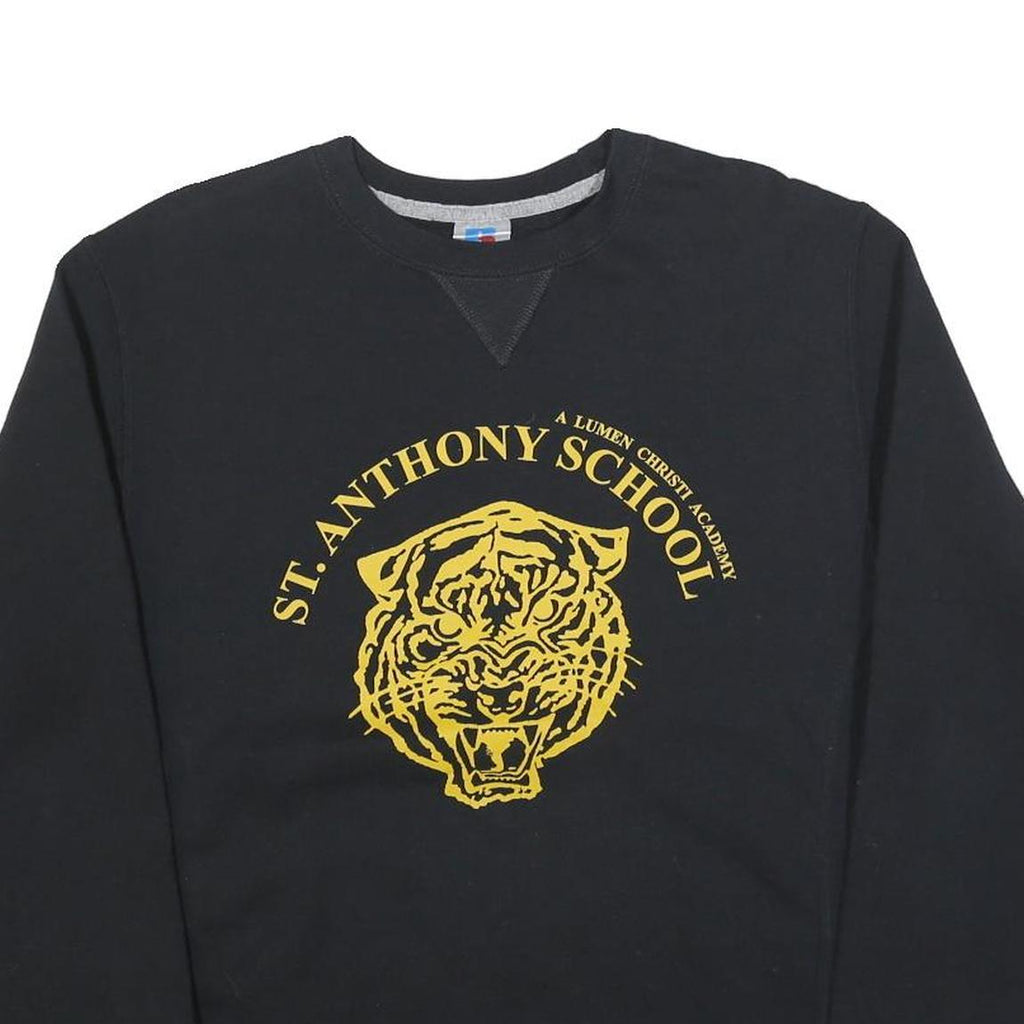 RUSSELL ATHLETIC Mens Black St Anthony School Crew Neck M Cotton Sweatshirt