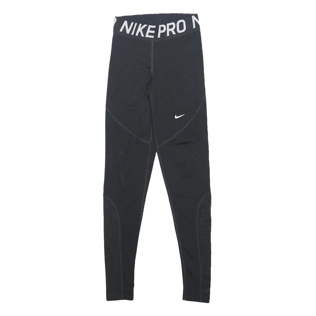 NIKE Womens Black Slim Tapered Leggings XS W21 L27 Nike Pro Fitness Activewear