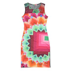 DESIGUAL Womens Multicolour Abstract Print Sleeveless Shift Dress Polyester XS