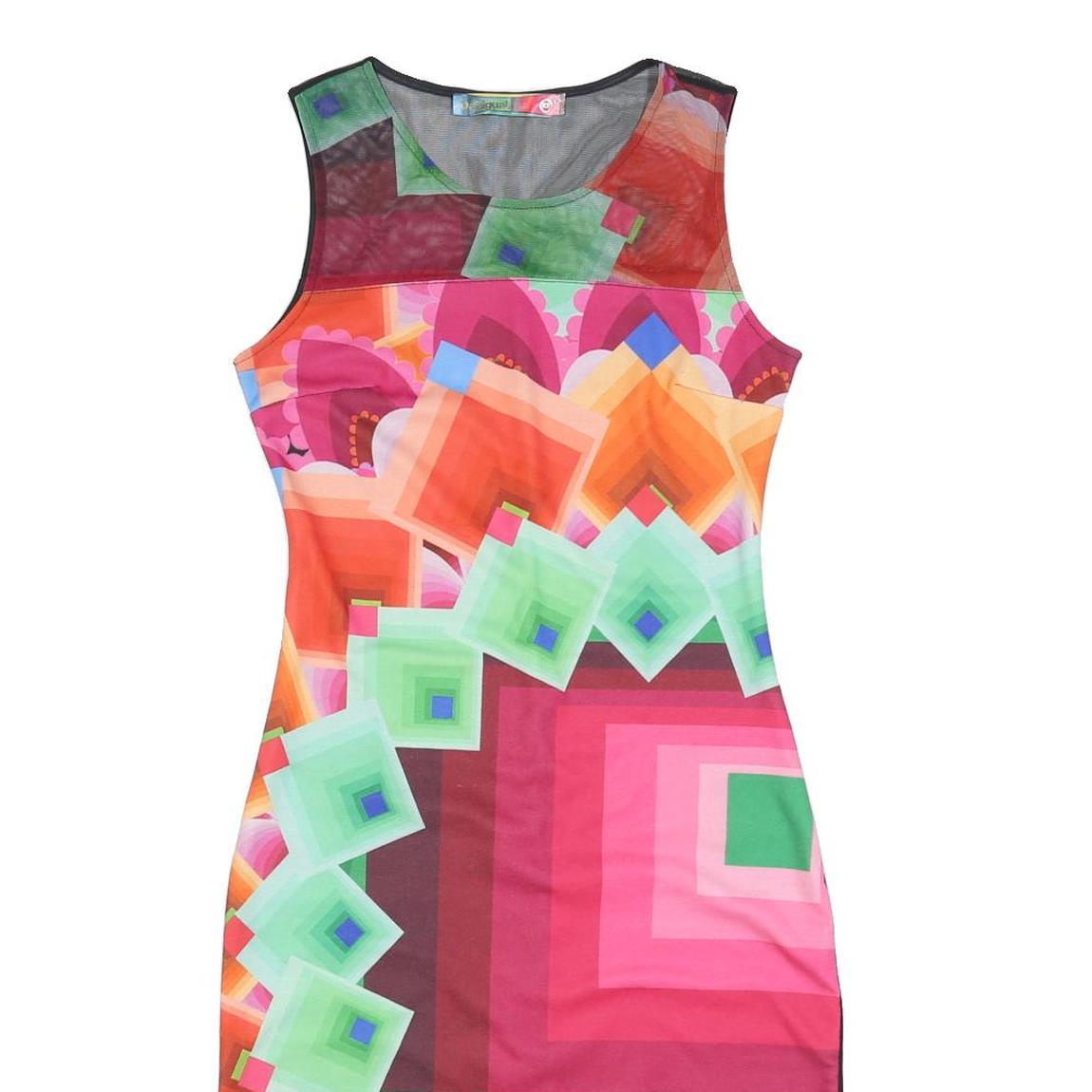 DESIGUAL Womens Multicolour Abstract Print Sleeveless Shift Dress Polyester XS