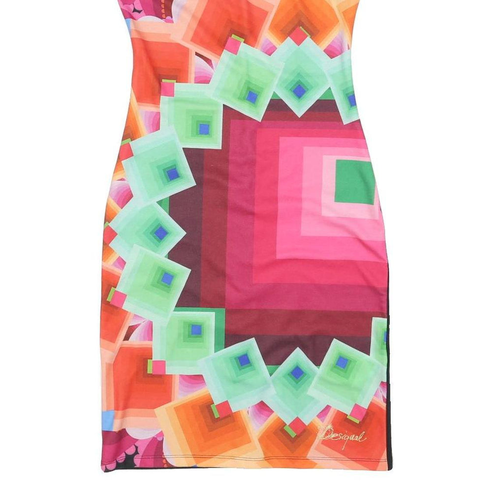 DESIGUAL Womens Multicolour Abstract Print Sleeveless Shift Dress Polyester XS