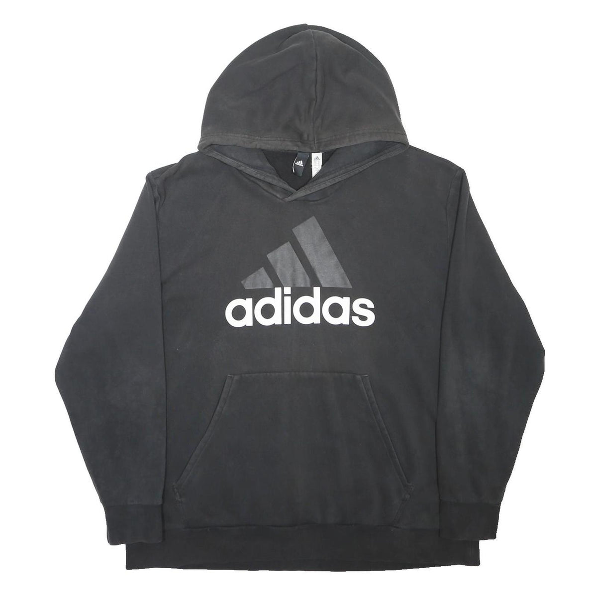 ADIDAS Mens Black Hoodie 3XL Cotton Blend Pullover Large Logo Sportswear