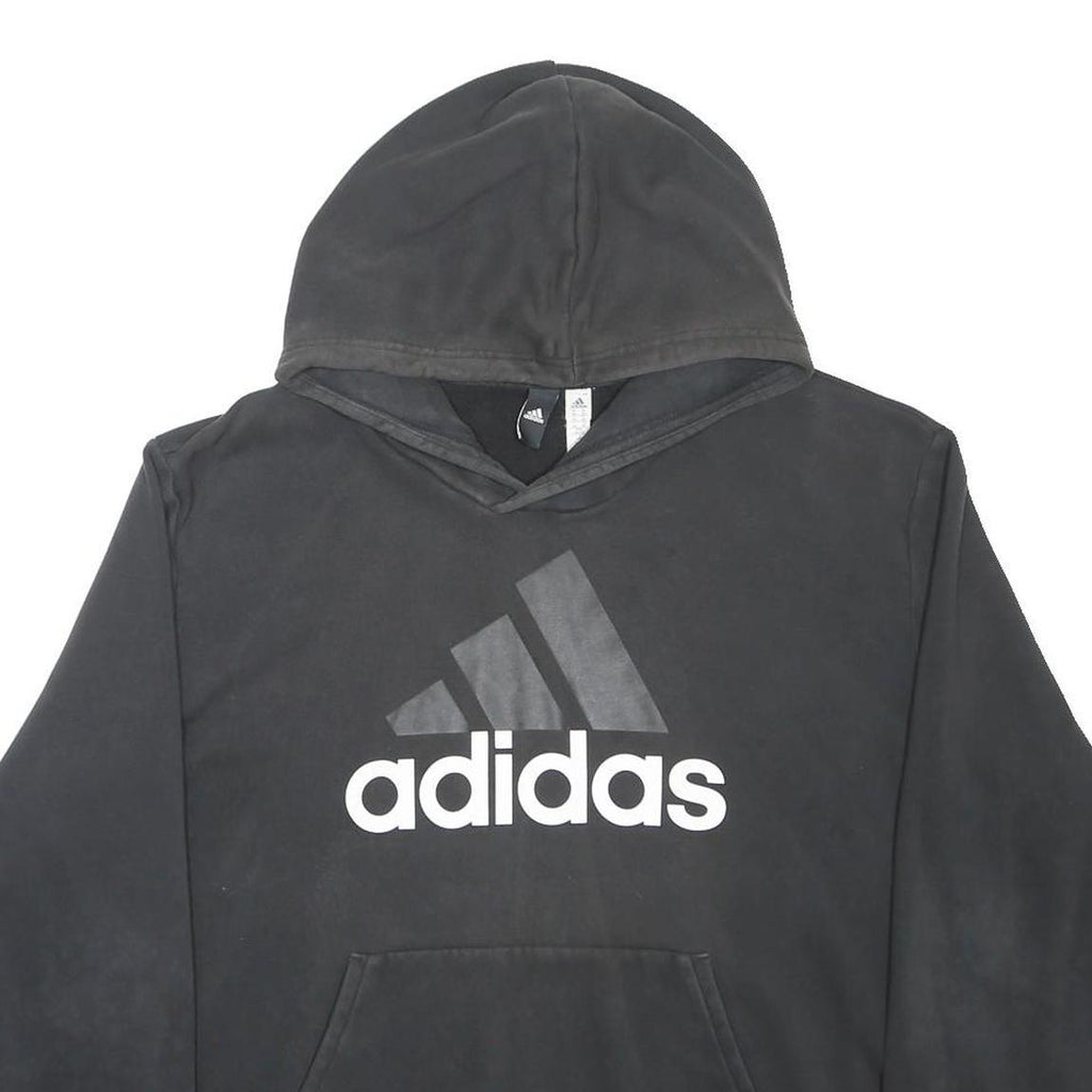 ADIDAS Mens Black Hoodie 3XL Cotton Blend Pullover Large Logo Sportswear