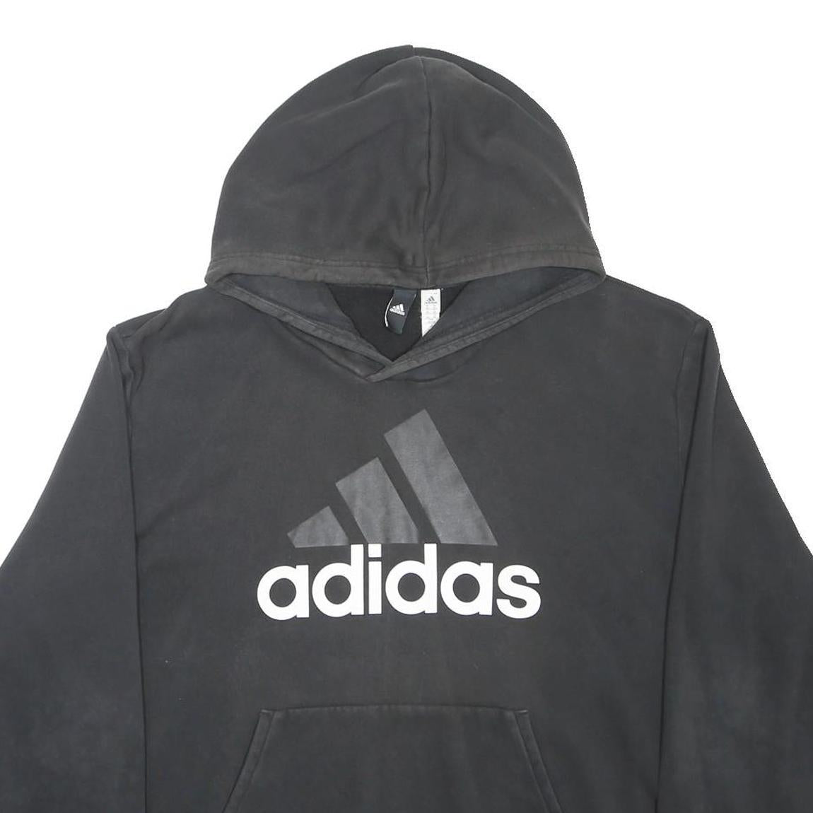 ADIDAS Mens Black Hoodie 3XL Cotton Blend Pullover Large Logo Sportswear