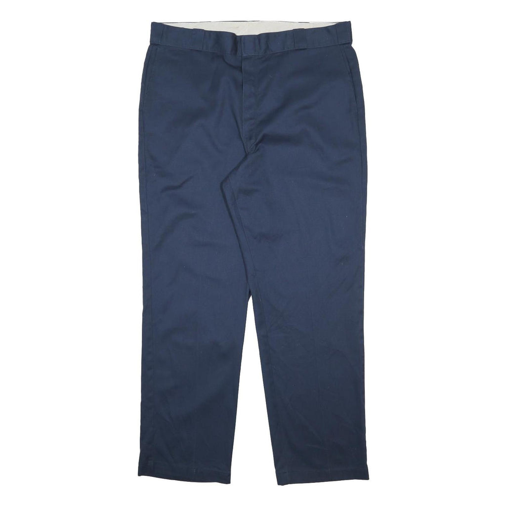 DICKIES Mens Navy Blue Regular Fit Straight Leg Trousers W40 L32 Cotton Blend