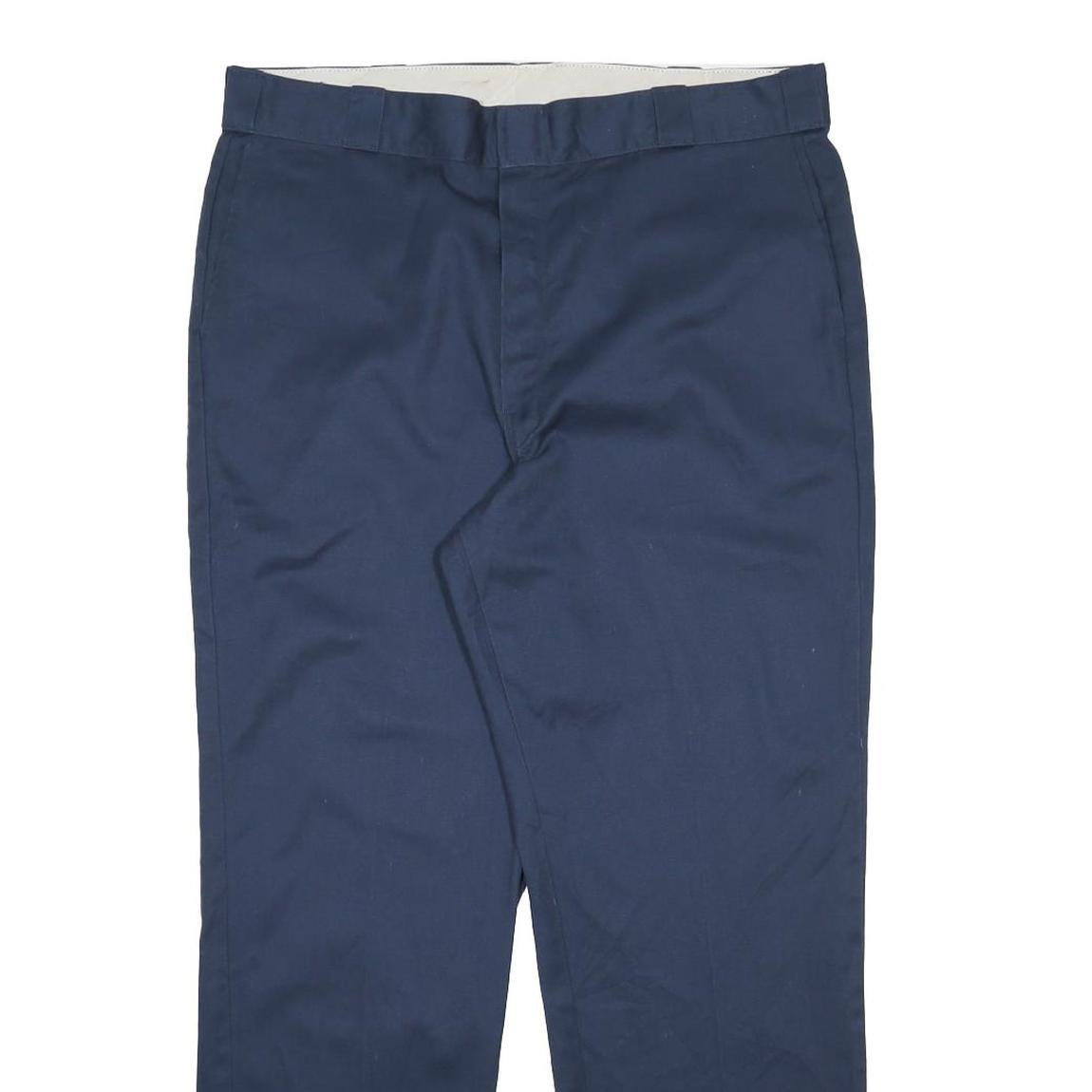 DICKIES Mens Navy Blue Regular Fit Straight Leg Trousers W40 L32 Cotton Blend