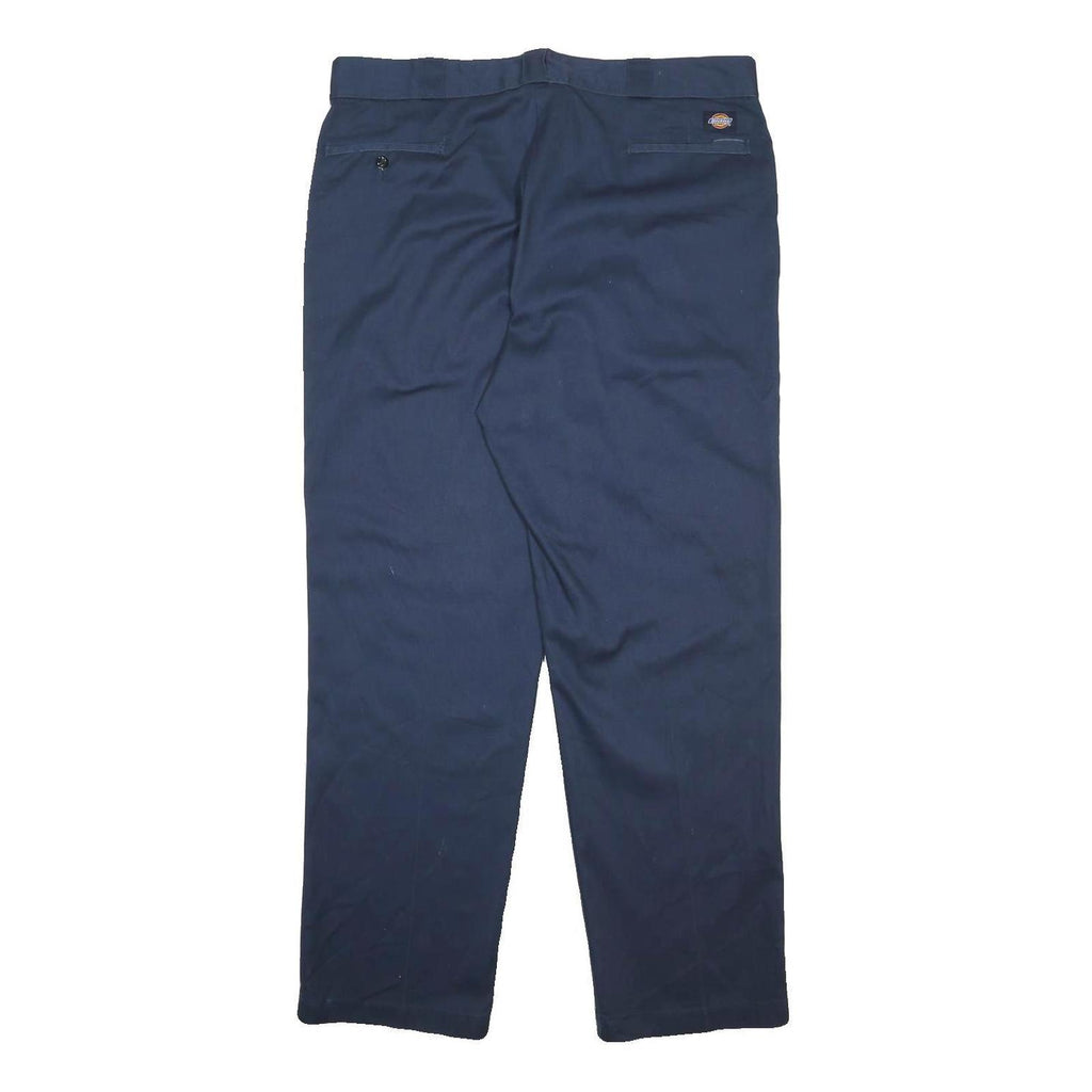 DICKIES Mens Navy Blue Regular Fit Straight Leg Trousers W40 L32 Cotton Blend