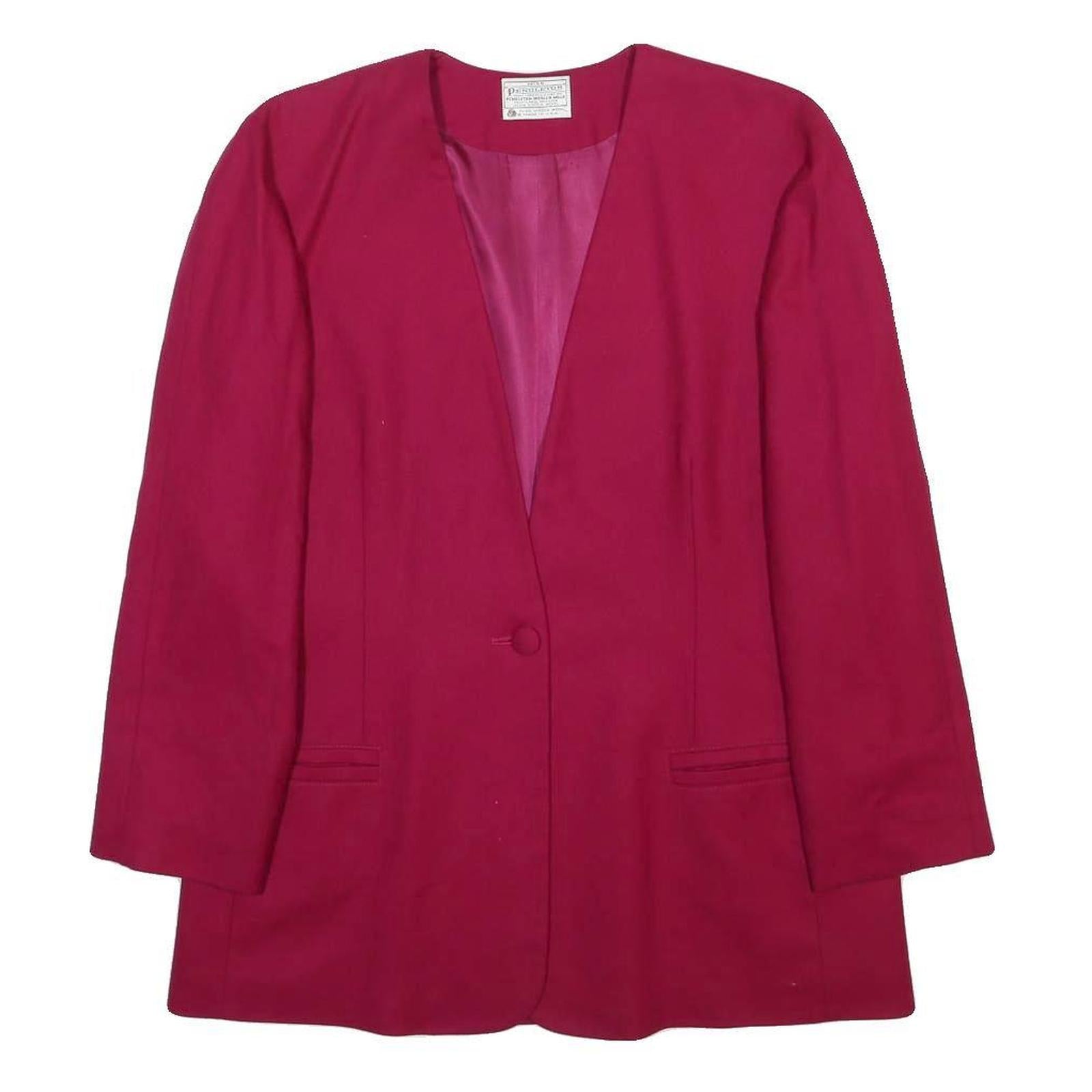 PENDLETON Womens Red Wool Button Jacket L Plain Elegant Classic Outerwear