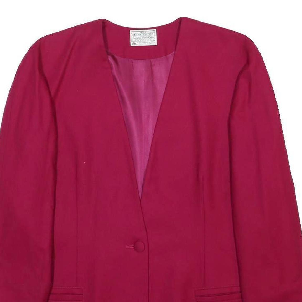 PENDLETON Womens Red Wool Button Jacket L Plain Elegant Classic Outerwear