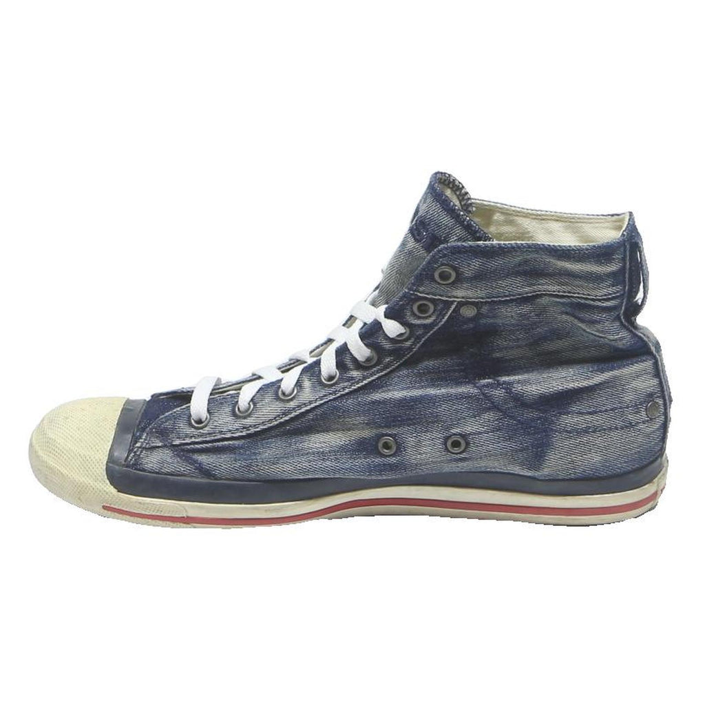 DIESEL Denim Mens High Top Trainers Blue UK 10.5 Casual Fashion Sneakers