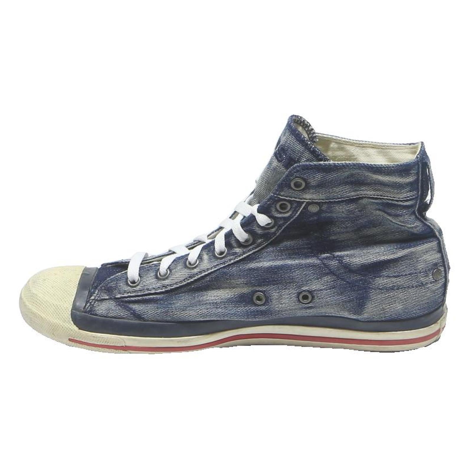 DIESEL Denim Mens High Top Trainers Blue UK 10.5 Casual Fashion Sneakers