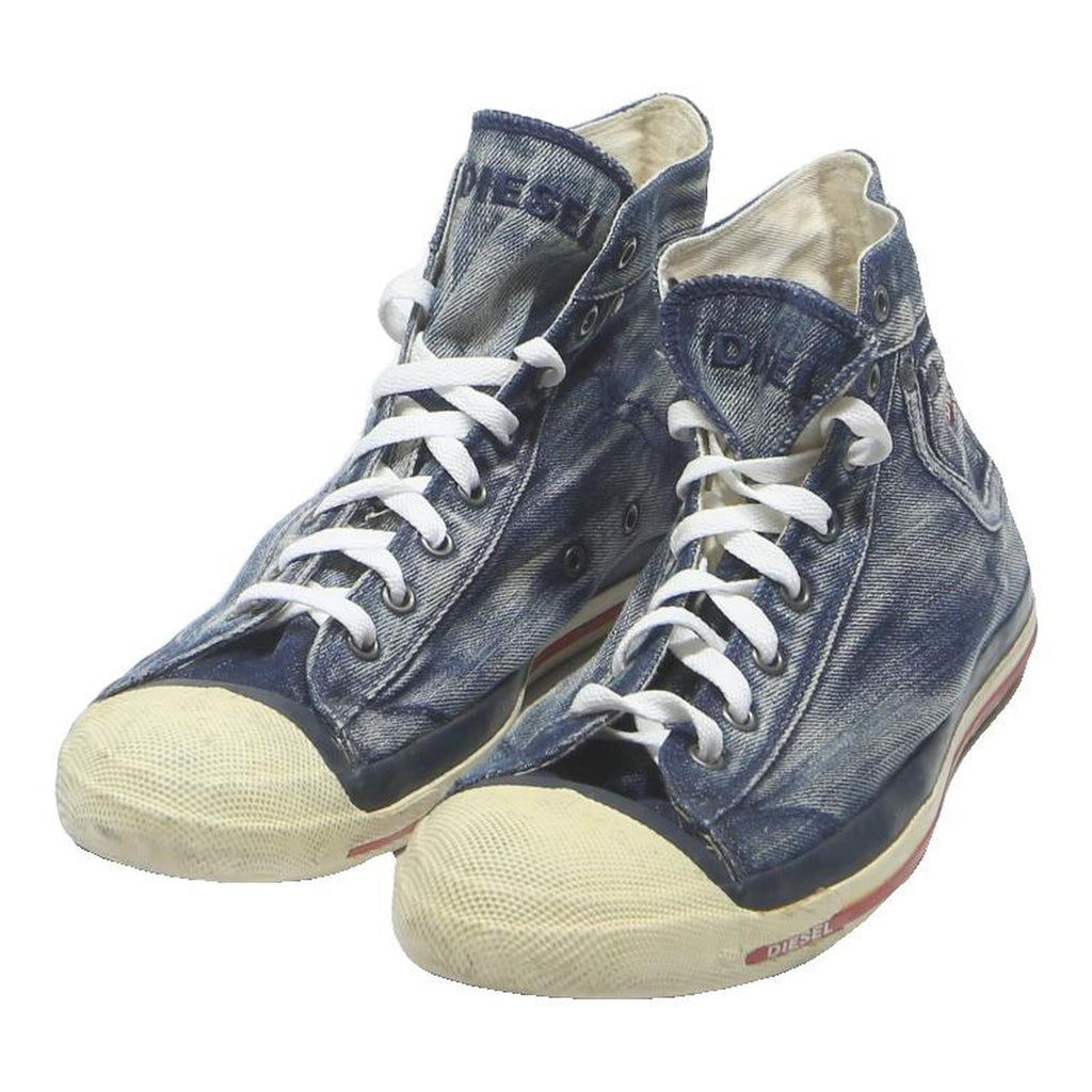 DIESEL Denim Mens High Top Trainers Blue UK 10.5 Casual Fashion Sneakers