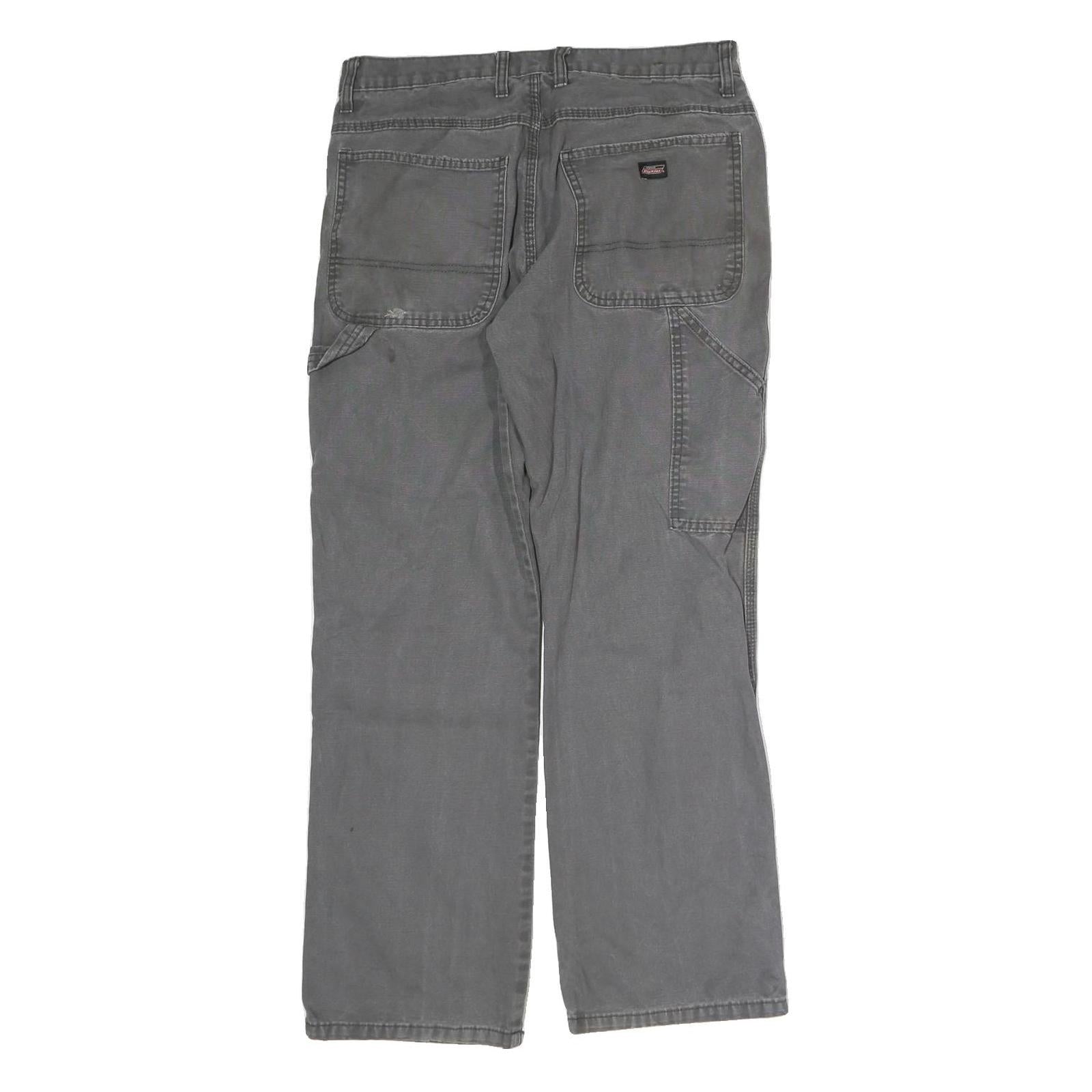 DICKIES Mens Cotton Grey Regular Straight Trousers W32 L29 Workwear Durable