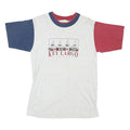 SMILE Mens Grey & Red Blue Colourblock Graphic T-Shirt S Short Sleeve Crew Neck