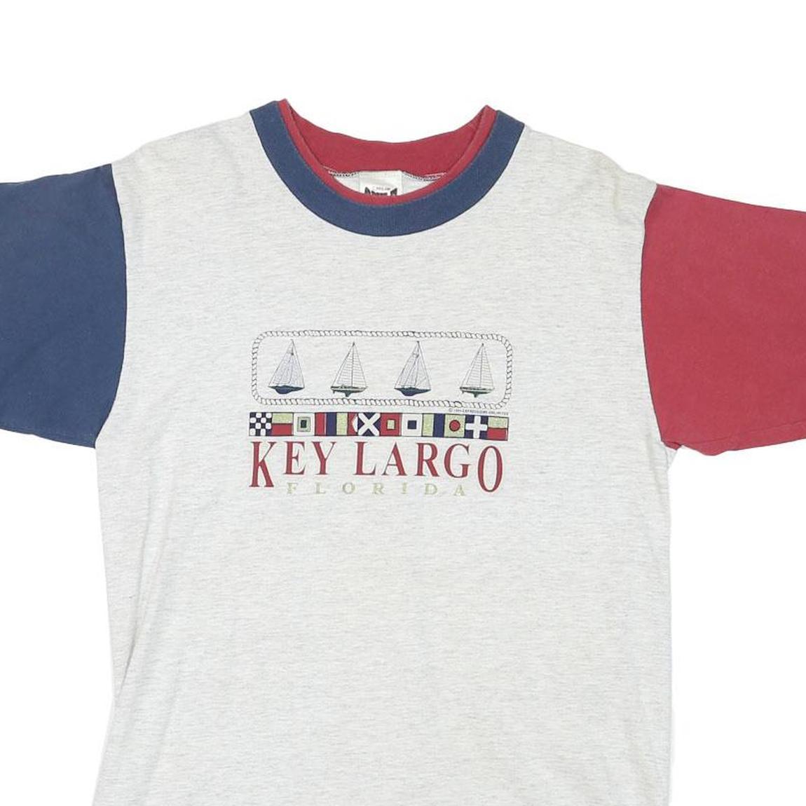 SMILE Mens Grey & Red Blue Colourblock Graphic T-Shirt S Short Sleeve Crew Neck