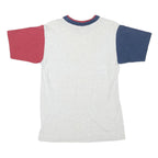 SMILE Mens Grey & Red Blue Colourblock Graphic T-Shirt S Short Sleeve Crew Neck