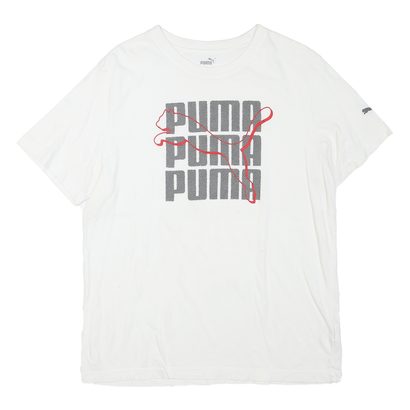 PUMA Mens White Graphic T-Shirt M Short Sleeve Crew Neck Logo Print