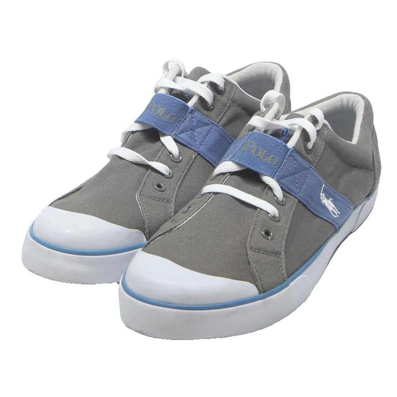 POLO RALPH LAUREN Mens Low Top Trainers Grey & Blue Canvas UK 13 Casual
