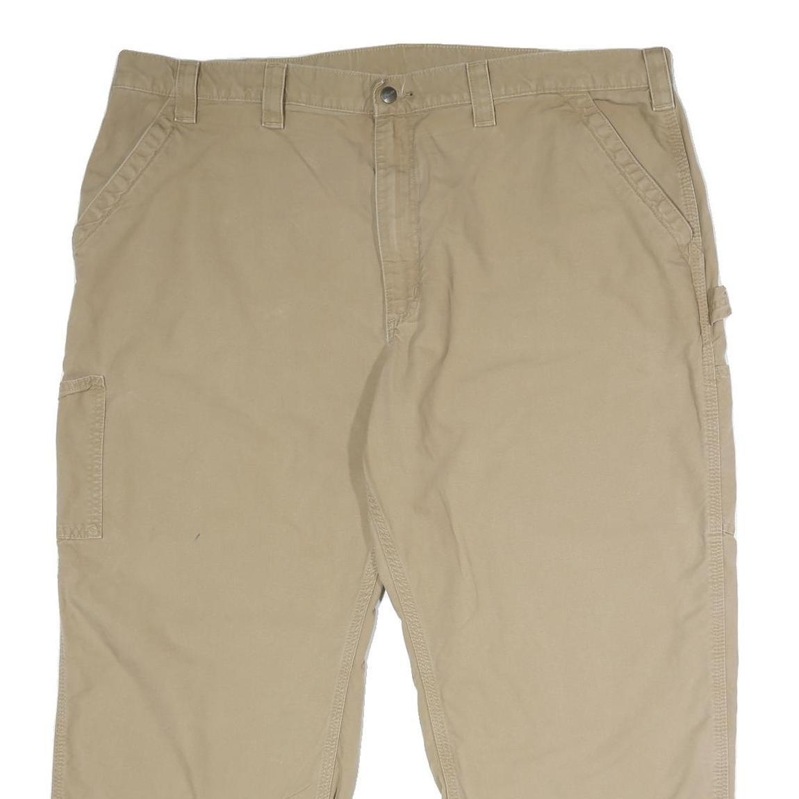 CARHARTT Mens Cotton Beige Loose Straight Trousers W46 L30 Workwear Cargo Casual