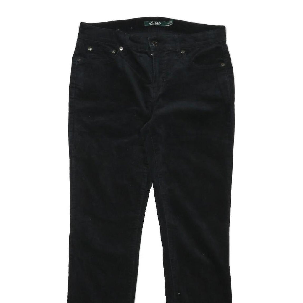 LAUREN RALPH LAUREN Womens Cotton Blend Black Regular Straight Trousers W32 L30