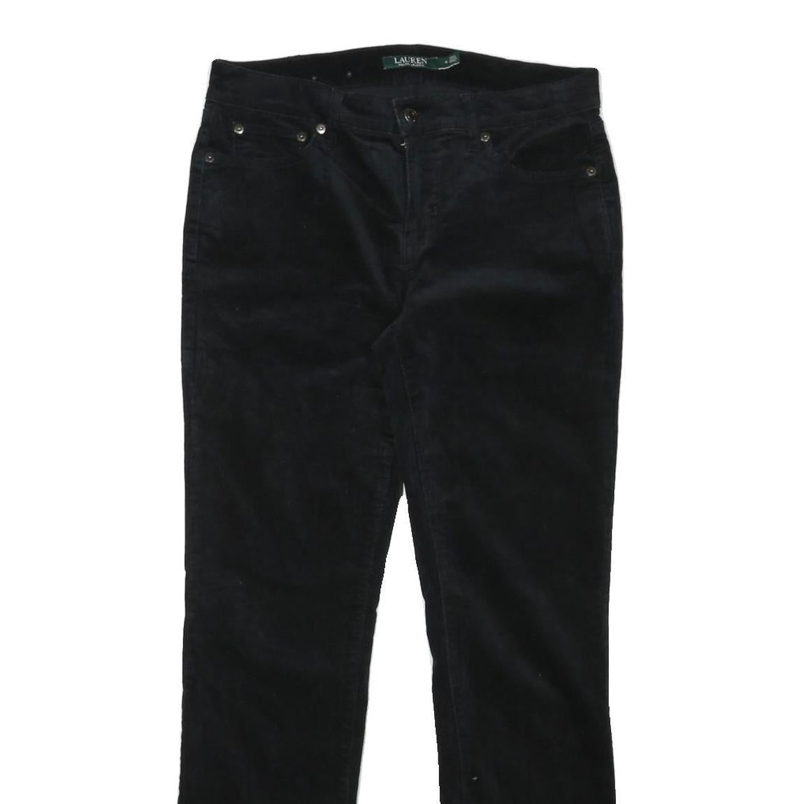 LAUREN RALPH LAUREN Womens Cotton Blend Black Regular Straight Trousers W32 L30